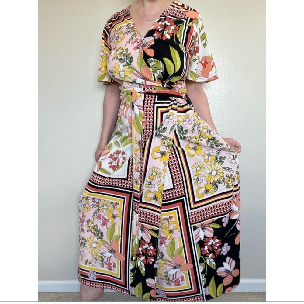 Who What Wear Floral Wrap Dress